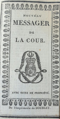 NOUVEAU MESSAGER DE LA COUR.