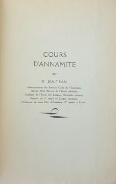 Cours d'annamite.. BULTEAU (R.).