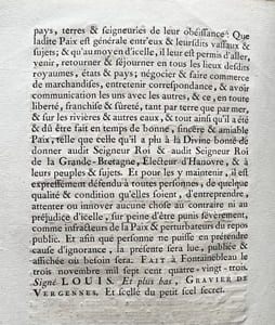 ORDONNANCE DU ROI pour la publication de la Paix. Du 3 Novembre 1783. KONIGLICHE BERORNUNG, Die offentliche Bertundingung des Friedens betressen. Vom 3 wintermonat 1783.