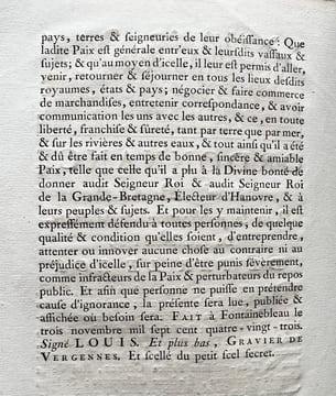 ORDONNANCE DU ROI pour la publication de la Paix. Du 3 Novembre 1783. KONIGLICHE BERORNUNG, Die offentliche Bertundingung des Friedens betressen. Vom ...