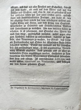 ORDONNANCE DU ROI pour la publication de la Paix. Du 3 Novembre 1783. KONIGLICHE BERORNUNG, Die offentliche Bertundingung des Friedens betressen. Vom ...