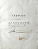 Rapport sur les sépultures présenté à l'administration centrale du département de la Seine.. CAMBRY (Jacques).