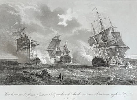 [Suite de 17 gravures figurant les batailles navales de la guerre d'indépendance américaine extraites de:/Suite of 17 engravings depicting the naval ...
