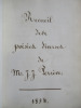 Recueil de poésies diverses.. [MANUSCRIT / MANUSCRIPT] PERREVE (Jean Jules).