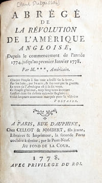Abrégé de la révolution de lAmérique angloise, Depuis le commencement de lannée 1774, jusquau premier Janvier 1778. Par M. ***, Américain.. [DU ...
