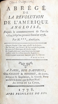 Abrégé de la révolution de lAmérique angloise, Depuis le commencement de lannée 1774, jusquau premier Janvier 1778. Par M. ***, Américain.