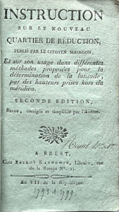 Instruction sur le nouveau quartier de réduction, et sur son usage dans différentes méthodes proposées pour la détermination de la latitude, par des hauteurs prises hors du méridien. Seconde édition, revue, corrigée et simplifiée par l'auteur.