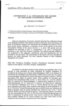 Contribution à la connaissance des Carabes du sous-genre Pantophyrtus Thieme (Coleoptera, Carabidae).. Belousov, Igor & I. Kabak