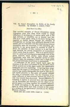On sexual dimorphism in beetles of the family Rutelidae.. Arrow, Gilbert J.