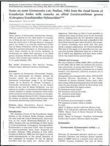 Notes on some Germarostes s.str. Paulian, 1982 from the cloud forests of Ecuadorian Andes with remarks on allied Ceratocanthinae genera (Coleoptera Scarabaeoidea Hybosoridae).