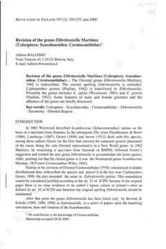Revision of the genus Ebbrittoniella Martinez (Coleoptera : Scarabaeoidea : Ceratocanthidae).. Ballerio, Alberto