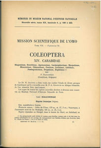 Coleoptera, XIV : Carabidae : Siagoninae, Scaritinae, Apotominae, Lachnophorinae, Harpalinae, Masoreinae, Chlaeniinae, Oodinae, Licininae, Lebiinae, Pentogonicinae, Dryptinae, Zuphiinae.