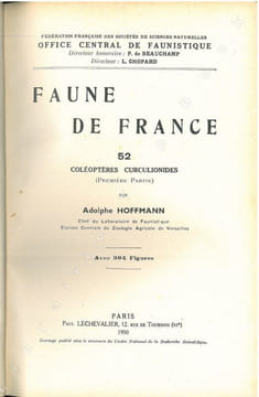Faune de France. 52. Coléoptères Curculionides (Première partie).. Hoffmann, Adolphe