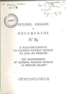 O reaparecimento da Glossina palpalis palpalis na ilha do principe - The reappearance of Glossina palpalis palpalis in Principe island.