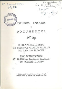 O reaparecimento da Glossina palpalis palpalis na ilha do principe - The reappearance of Glossina palpalis palpalis in Principe island.. Azevedo de ...