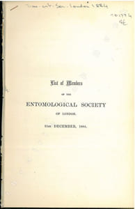 List of members of the Entomological Society of London, 31st december, 1884.