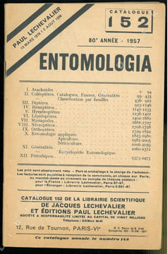 Entomologia, catalogue 152, 80° année.. Anonyme,