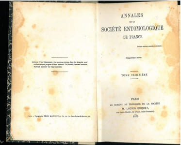 Annales de la Société Entomologique de France + bulletin. 5° série. Tome 3.
