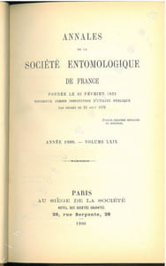 Annales de la Société Entomologique de France. Vol. LXIX.