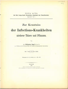 Zur Kenntniss der Infections-Krankheiten niederer Thiere und Pflanzen.