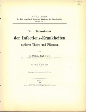 Zur Kenntniss der Infections-Krankheiten niederer Thiere und Pflanzen.. Zopf, Wilhelm