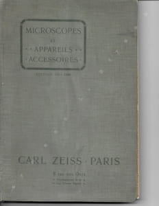 Carl Zeiss. Paris. Microscopes et Appareils Auxilliaires. (33me Edition).