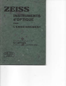 Instruments d’optique pour l’enseignement. Carl Zeiss. Jena. 