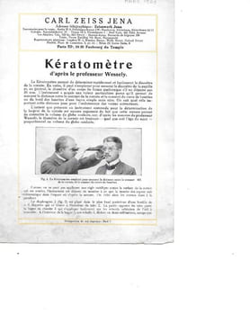 Eleven (11) Carl Zeiss advertisement/instruction pamphlets: Pupitre à Inoculations d’après le Docteur Christensen / Grand ophtalmoscope simplifié ...
