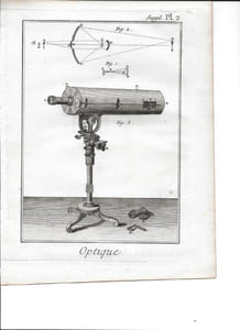Collection of 2 engraved plates, from an eighteent century French larger work and titled “Optique”.