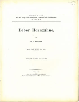 Ueber Hornzähne.. Behrends, G.