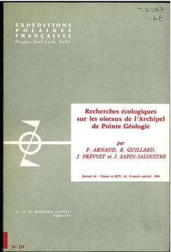 Recherches écologiques sur les oiseaux de l'archipel de Pointe Géologie.. Arnaud, Patrick et al.