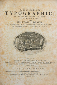 ANNALES TYPOGRAPHICI ab artis inventae origine ad annum 1500 (ab anno 1501 ab annum 1536 continuati) post Maittairii, Denisii, aliorumque ...