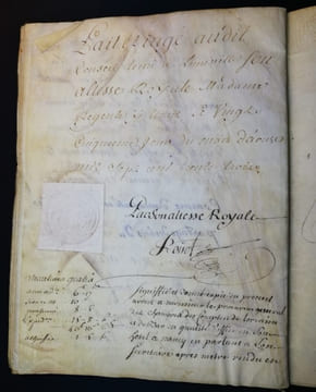 Document concernant Claude Joseph Aubertin de Givrecourt, seigneur de Bathelemont (marié à Christienne de Sarazin).. AUBERTIN DE GIVRECOURT - NANCY - ...