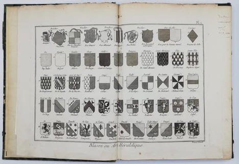 Recueil de 33 planches gravées, intitulées BLASON ou ART HERALDIQUE, sous la direction de Robert Benard, tirées de l'Encyclopédie de Diderot et ...