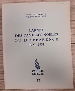 Carnet des Familles Nobles ou d'apparence en 1959.