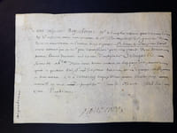 Quittance signée de la somme de 1500 livres reçue de B. Phélypeaux, trésorier de l'épargne, attribuée à d'Aigeubonne par le roi Louis XVIII.