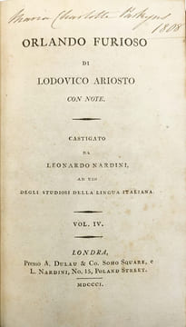Orlando Furioso. Con note. Castigato da Leonardo Nardini ad uso degli studiosi della lingua italiana.. ARIOSTE