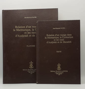 Relation d'un voyage dans la Marmarique, la Cyrénaïque et les oasis d'Audjelah et de Maradeh. Planches.. PACHO (Jean-Raimond)