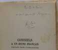 Conseils &agrave; un jeune fran&ccedil;ais partant pour l'Angleterre.. MAUROIS (Andr&eacute;)
