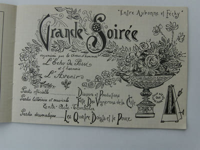 Entre Aubonne et Féchy. Grande Soirée organisée par le Choeur d'hommes L'Echo du Passé et l'harmonie L'Avenir.