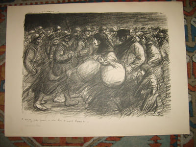 Les deux Cortèges. Lithographie originale en noir.