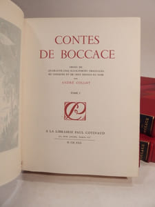 Contes de Boccace, ornés de 45 eaux-fortes originales en couleurs et de 100 dessins en noir par André Collot.