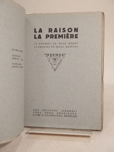 La Raison la première. 10 poèmes de René Baert. 10 dessins de Marc. Eemans.