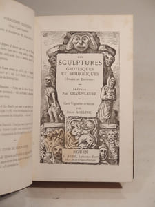 Les Sculptures grotesques et symboliques (Rouen et environs). Préface par Champfleury. Cent vignettes et texte par Jules Adeline.