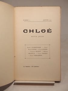 Chloé. Revue Jeune. Numéros 1, 2, 3 (janvier-mars 1910).