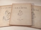 La Licorne. I : Printemps 1947. II : Hiver 1948. III : Automne 1948.. SUPERVIELLE, BORGES, DESROCHES, BLANCHOT, SHEHADE, HERNANDEZ, NERUDA, NADAL, ...