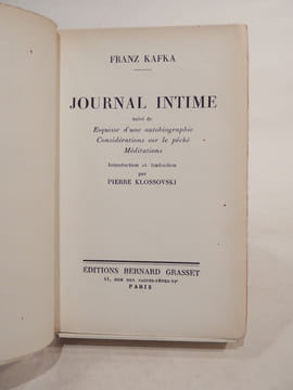 Journal intime, suivi de Esquisse d'une autobiographie, Considérations sur le péché, Méditations. Introduction et traduction de Pierre Klossowski.. ...