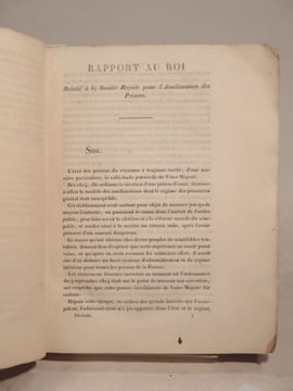 Rapport au roi relatif à la Société royale pour l'émélioration des prisons (9 avril 1819).. SOCIETE ROYALE POUR L'AMELIORATION DES PRISONS, DECAZES ...