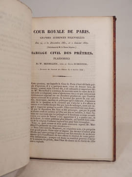 Observations sur le mariage des prêtres ; par un père de famille. [SUIVI DE:] Cour royale de Paris, Grandes audiences solennelles des 24 et 31 ...