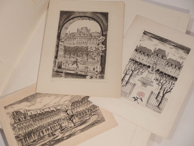 La Place des Vosges. 20 eaux fortes de Gaston Dardaillon rehaussées de pointes-très-sèches écrites par René-Louis Doyon.